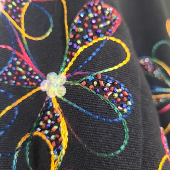 Vintage Jacket Blazer Wearable Art Artsy Beaded Embroidered Boho Womens S Lined - Picture 10 of 16
